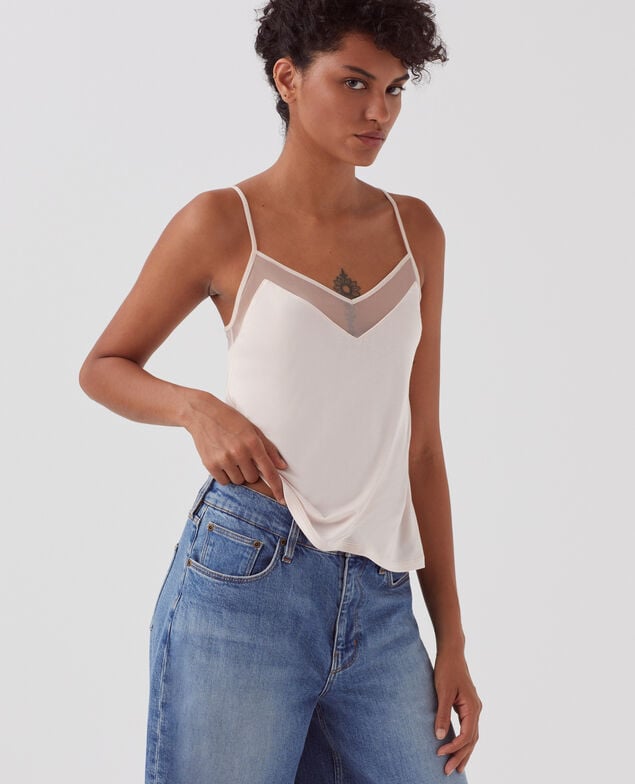 Top fluido con tirantes finos B100 rose_praline