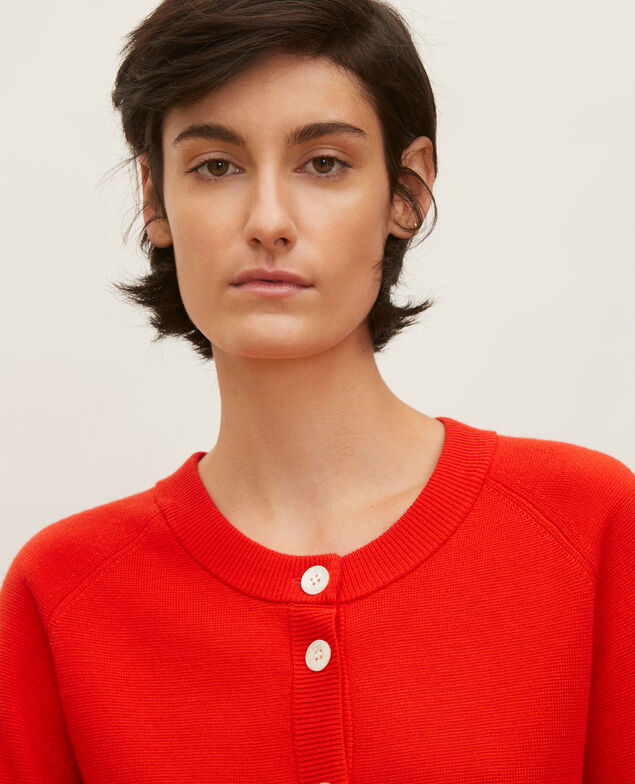 Cárdigan de lana con cuello redondo Fiery red