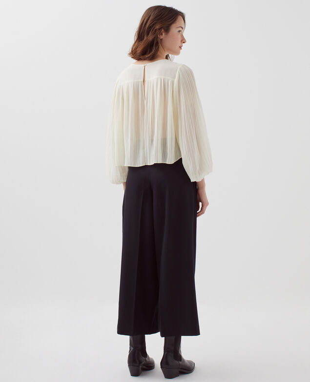 Blusa fluida plisada I012 papyrus creme