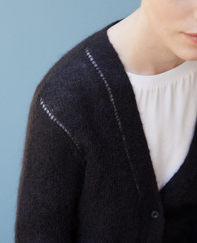 Cárdigan con mohair Negro
