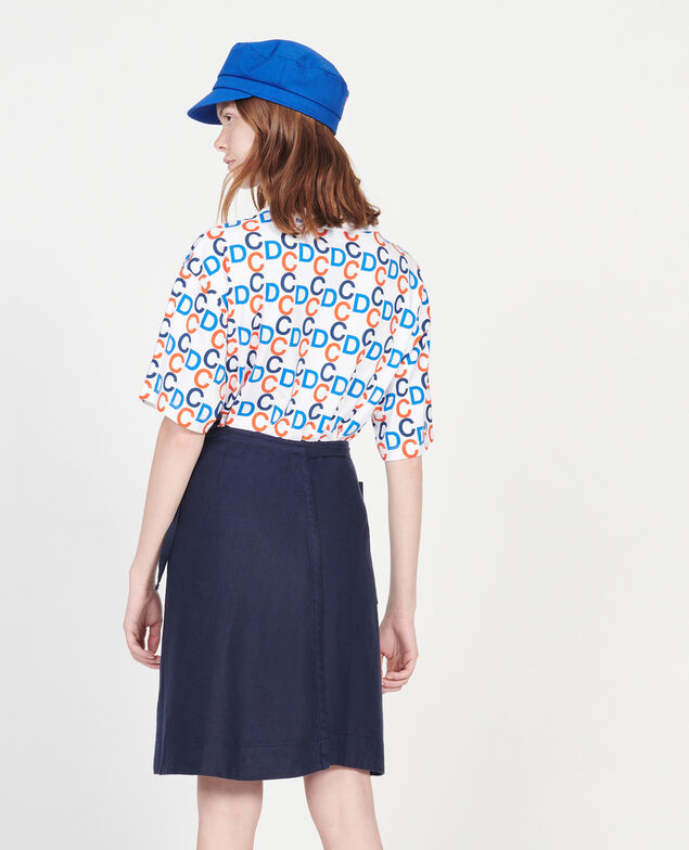 Falda cruzada de lino Maritime blue