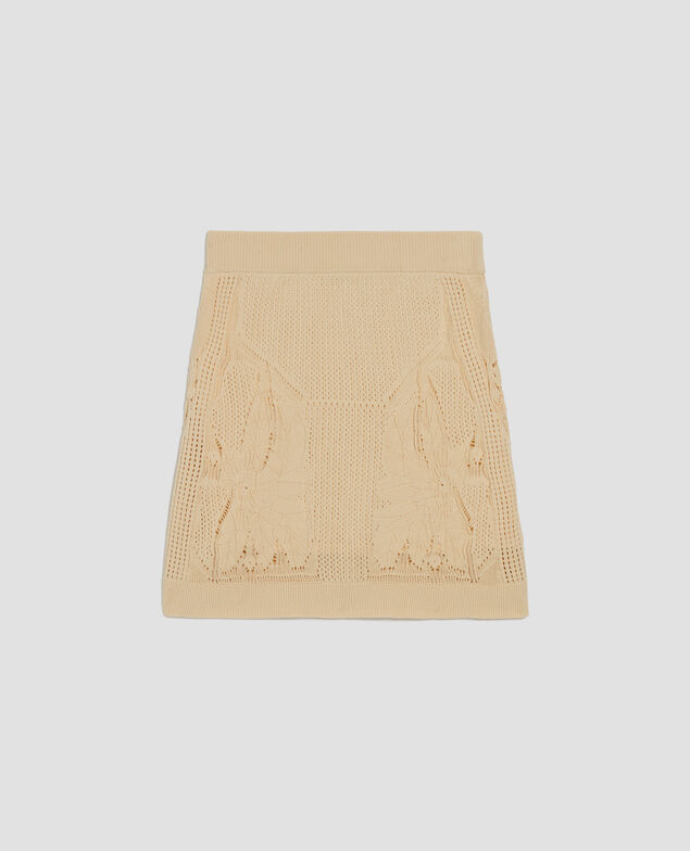 Falda corta de crochet con motivo floral J300 natural
