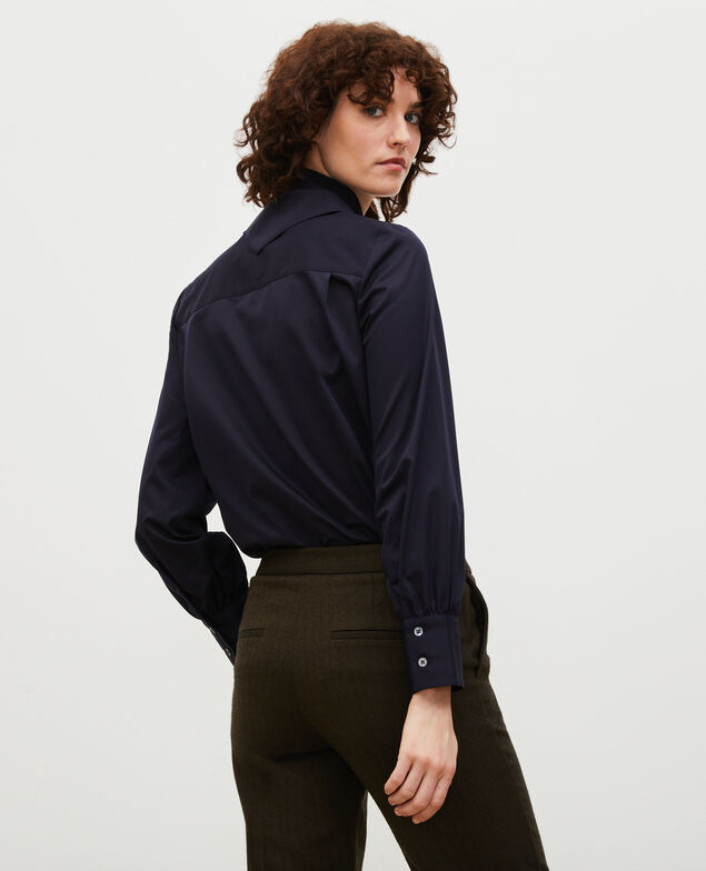  Blusa de algodón con cuello fular desmontable Night sky