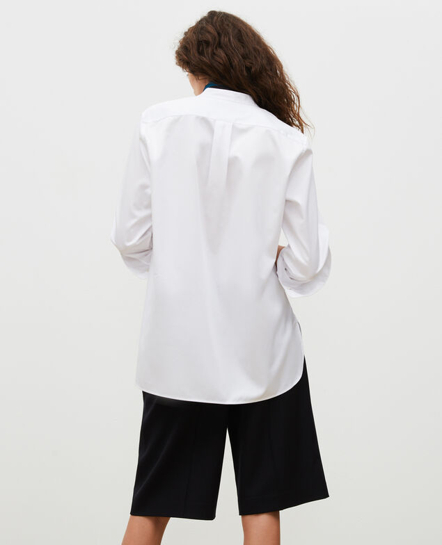  Camisa de algodón oversize con pechera Brilliant white
