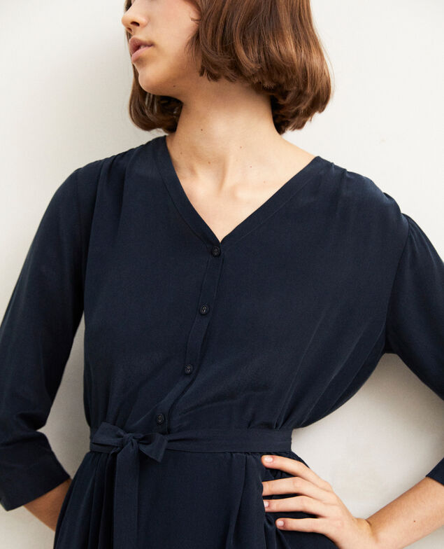 Vestido midi con seda Ink navy