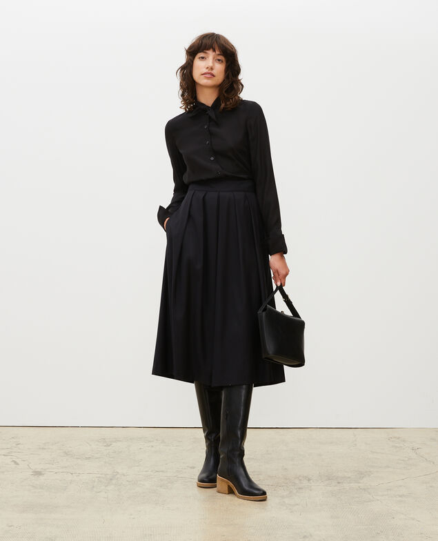  Blusa de seda con manga larga y cuello para atar Black beauty