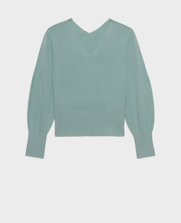 Jersey fino de cachemir 3D con cuello de pico Chinois green