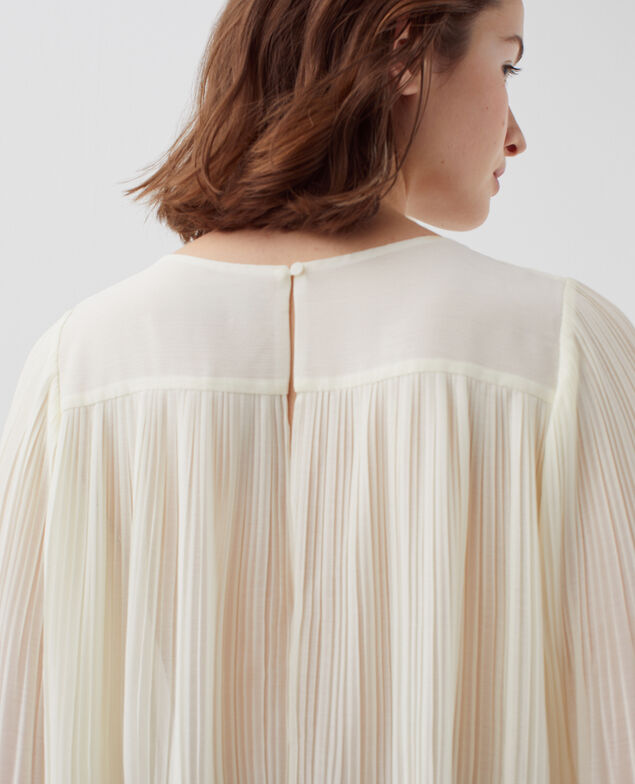 Blusa fluida plisada I012 papyrus creme