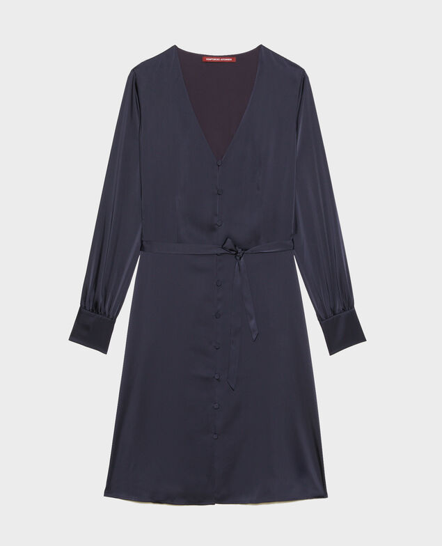 Vestido corto amplio con botones Night sky