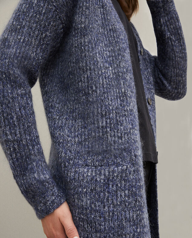 Cárdigan largo con mohair Azul