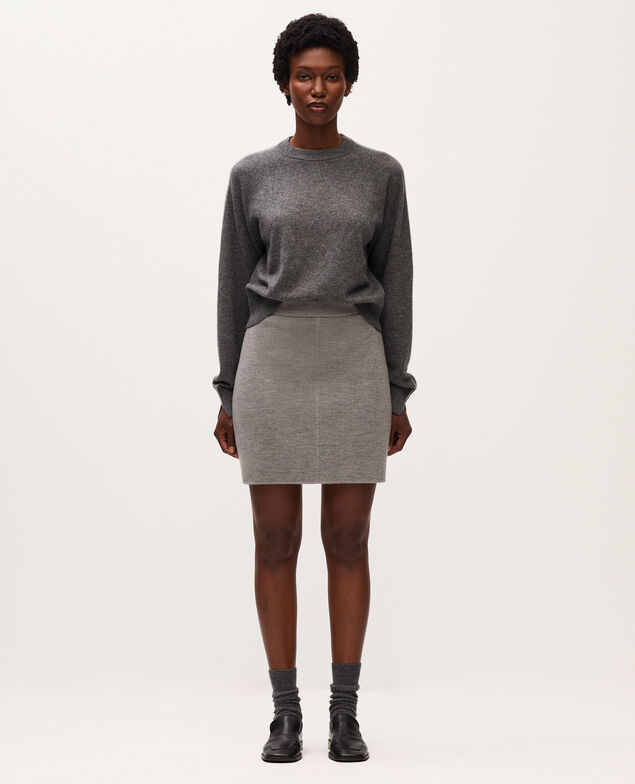 Falda corta de lana merino K030 mel light gray