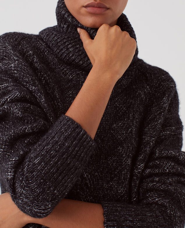 Jersey de punto trenzado H099 black lurex