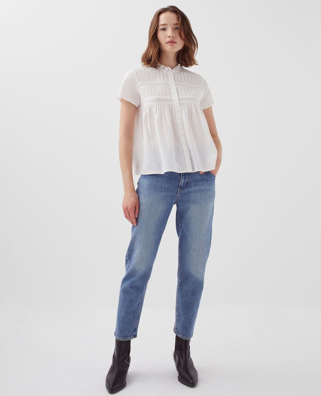 Blusa de manga corta H013 gardenia