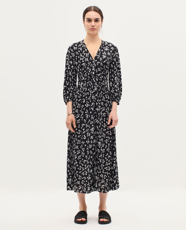 Vestido largo fluido K094 daisy black