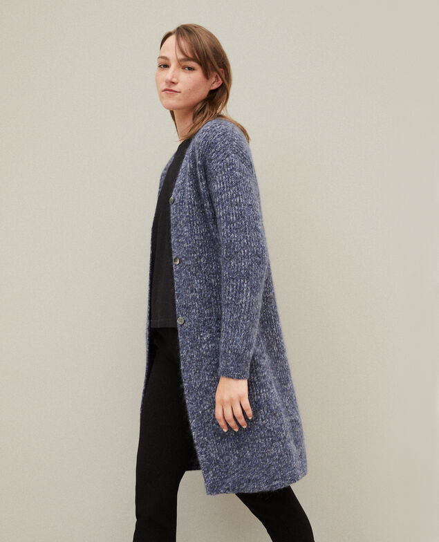 Cárdigan largo con mohair Azul