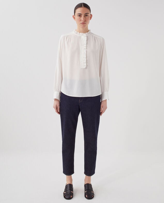 Blusa con detalles de volantes H013 gardenia