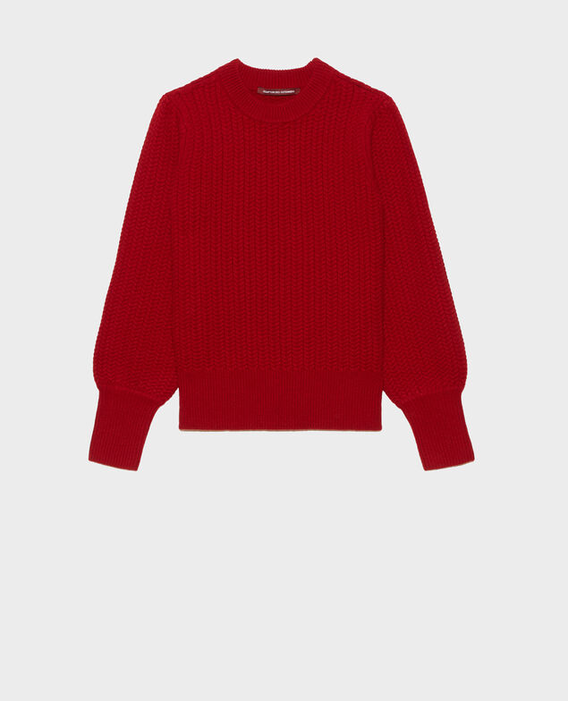 Jersey de lana con cuello redondo, trenzas y espigas Royale red