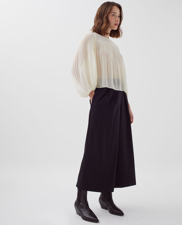 Blusa fluida plisada I012 papyrus creme