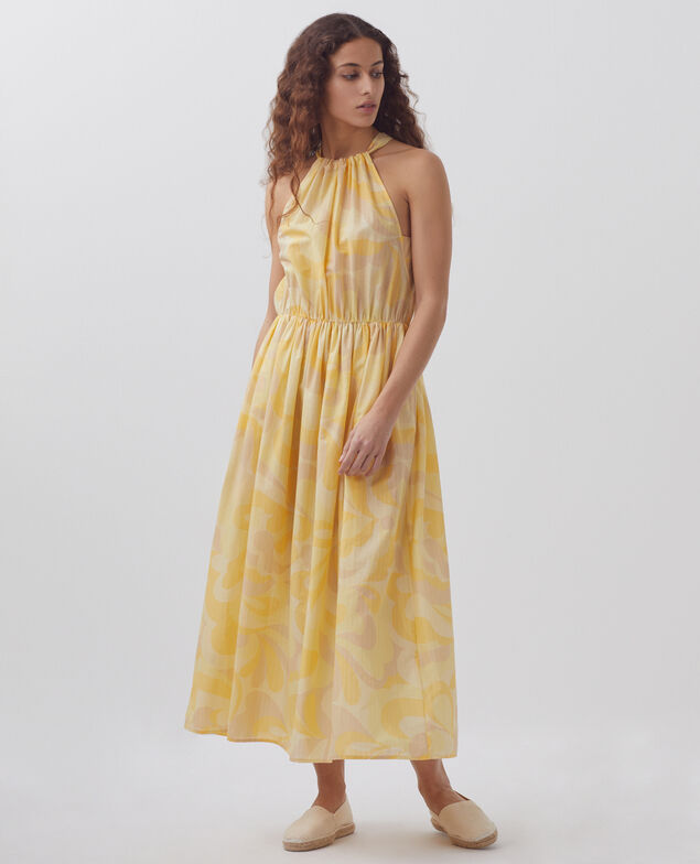 Vestido largo con escote americano H413 anemone yellow