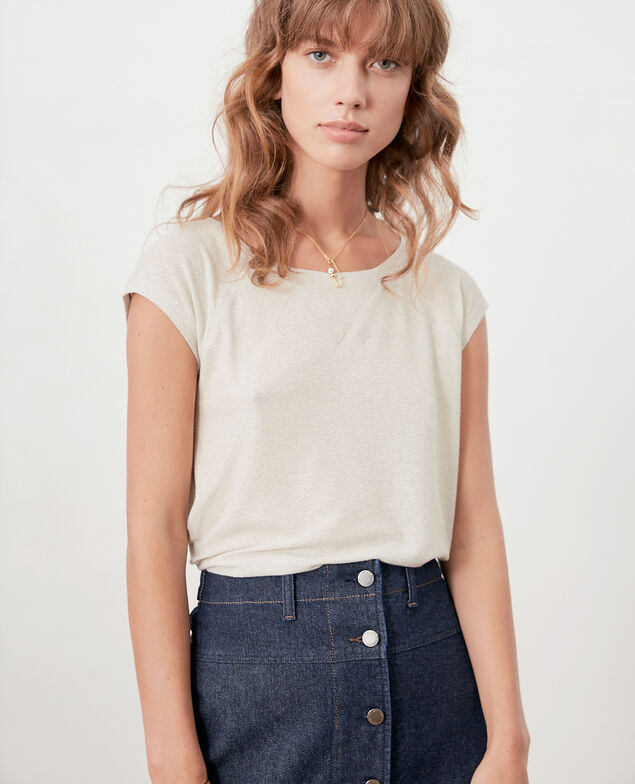 Camiseta irisada con lino Chalk