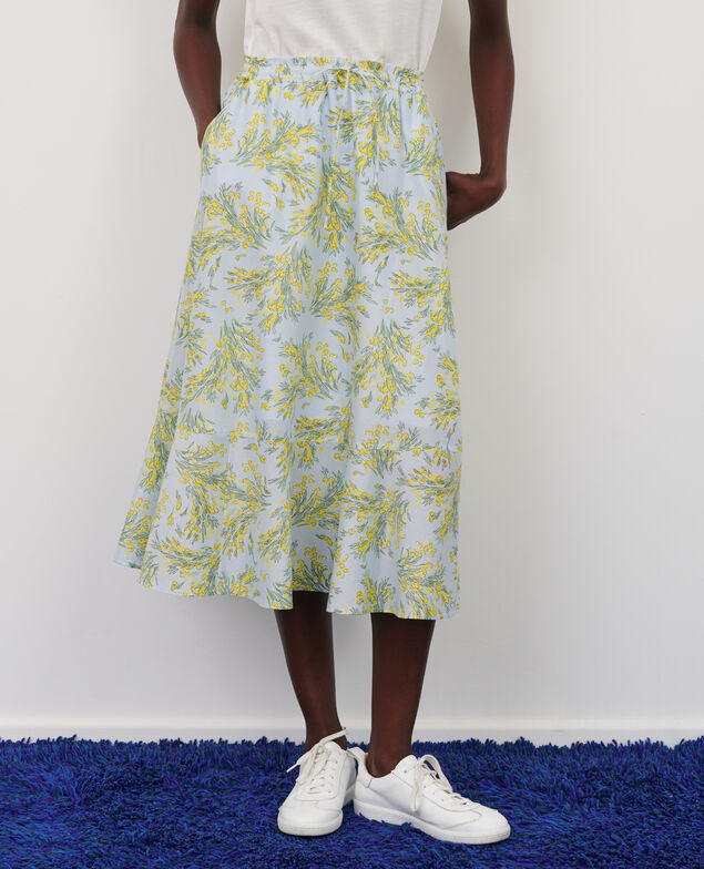 Falda con estampado floral de gasa de algodón 93 print blue