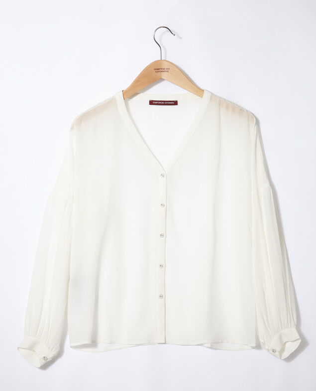 Blusa con escote de pico Blanco