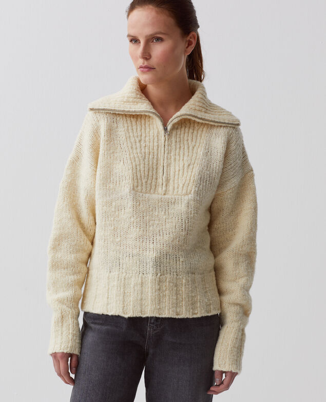 Jersey con cuello de cremallera I010 glass green beige