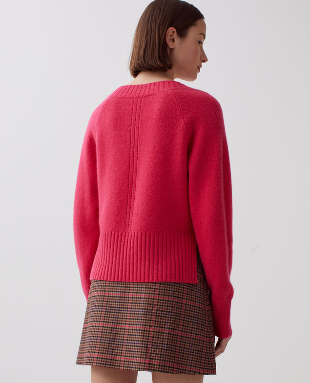 Jersey con cuello de pico de cachemir I120 virtual pink