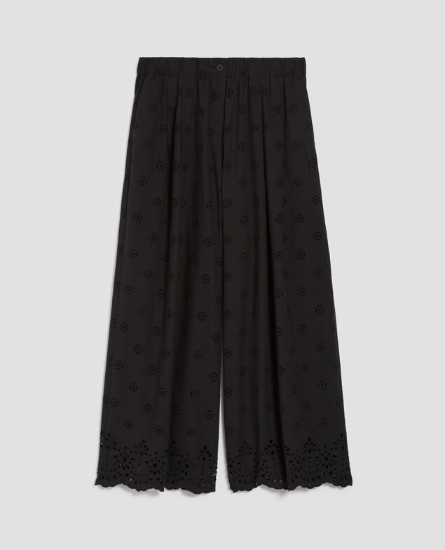 Pantalón amplio de algodón con bordado inglés H091 black beauty