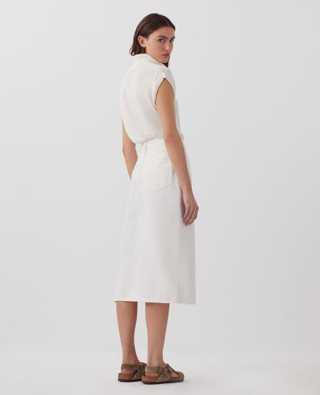 Falda midi en denim H003 white