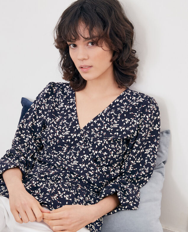 Blusa escote cruzado estampada Canopee marine