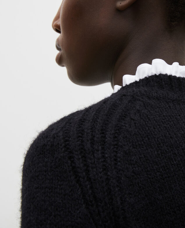 Jersey ancho de lana con escote de barco Black beauty