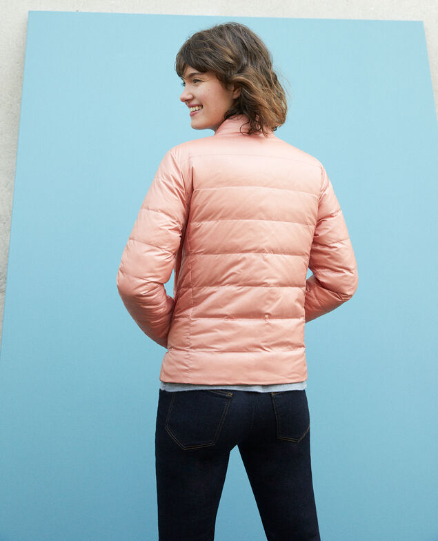 Plumas reversible con capucha plegable Navy/rose clay
