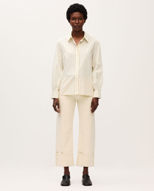 Camisa rayada K014 stripes ecru