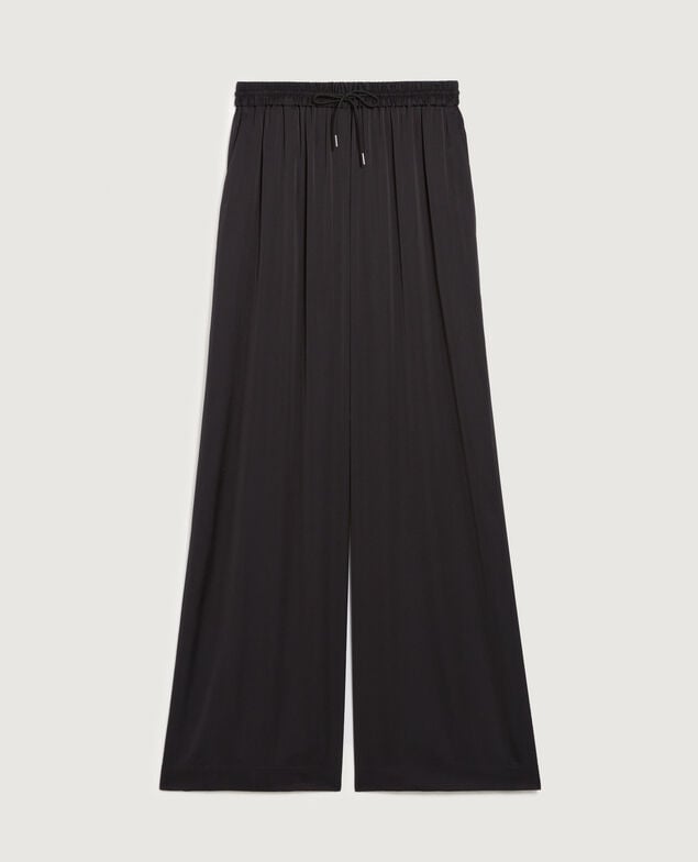 Pantalón ancho fluido satinado H091 black beauty