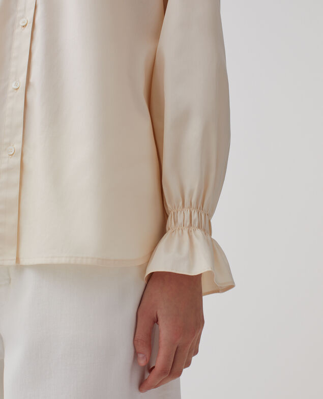 Camisa con cuello de volantes I300 pearled ivory