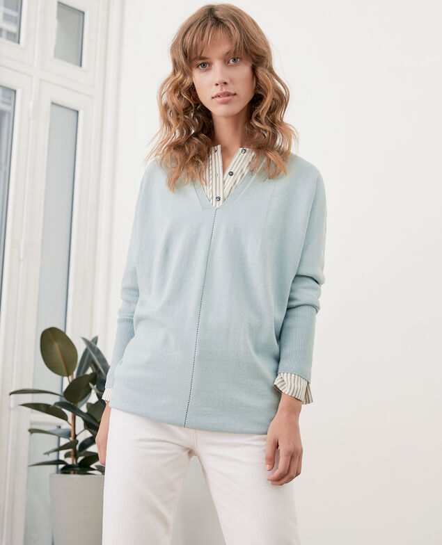 Jersey oversize de algodón y cachemir Silver green