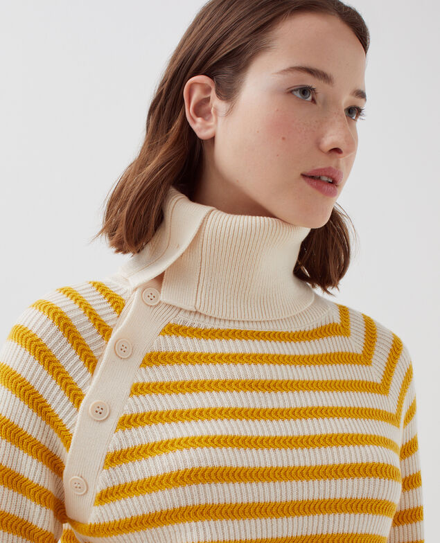 Jersey marinero de cuello con botones de lana merino I471 st ecru yellow