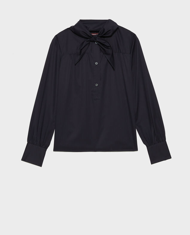  Blusa de algodón con cuello fular desmontable Night sky