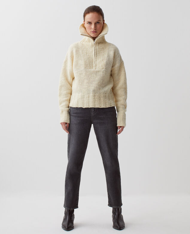 Jersey con cuello de cremallera I010 glass green beige