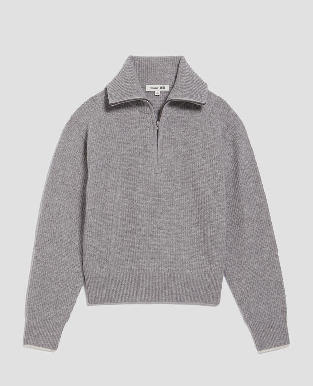 Jersey de lana con cuello de cremallera U020 light gray