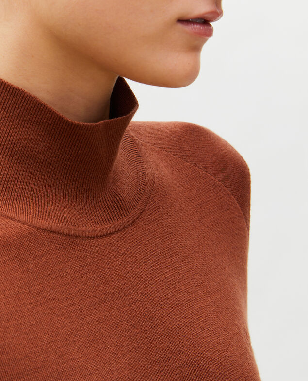 Jersey de lana merino con cuello subido Tortoise shell