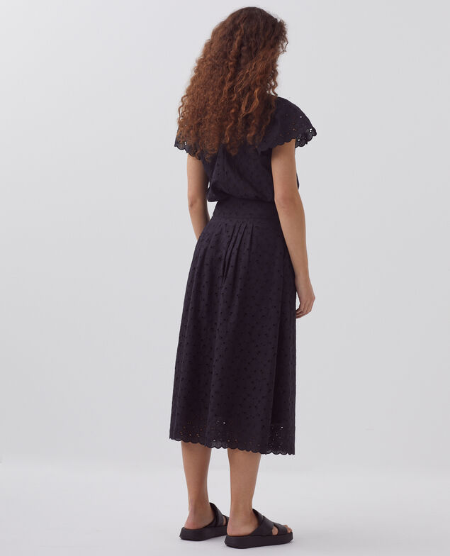 Falda larga con bordado inglés H091 black beauty