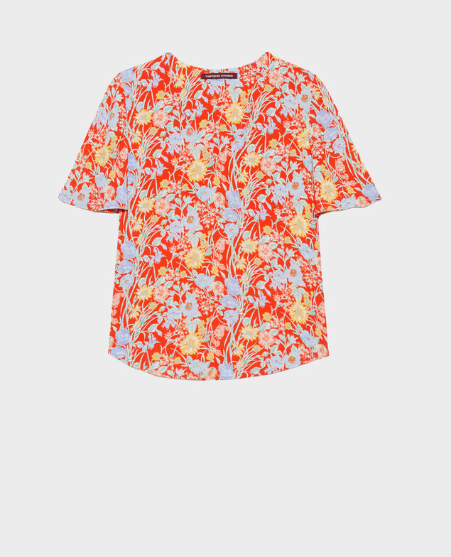 Top con cuello de pico y estampado floral Ete red small