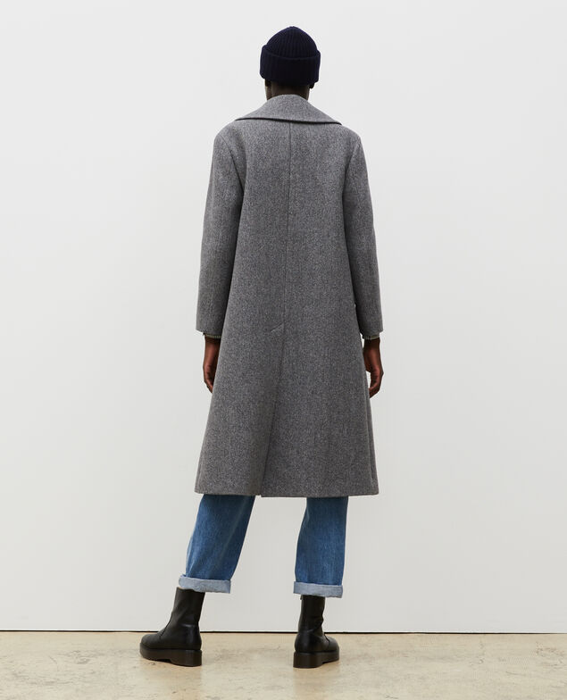 Abrigo cruzado oversize de lana Medium grey melange