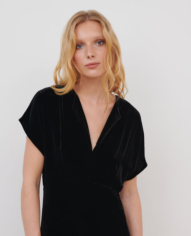 Vestido largo de terciopelo A091 black