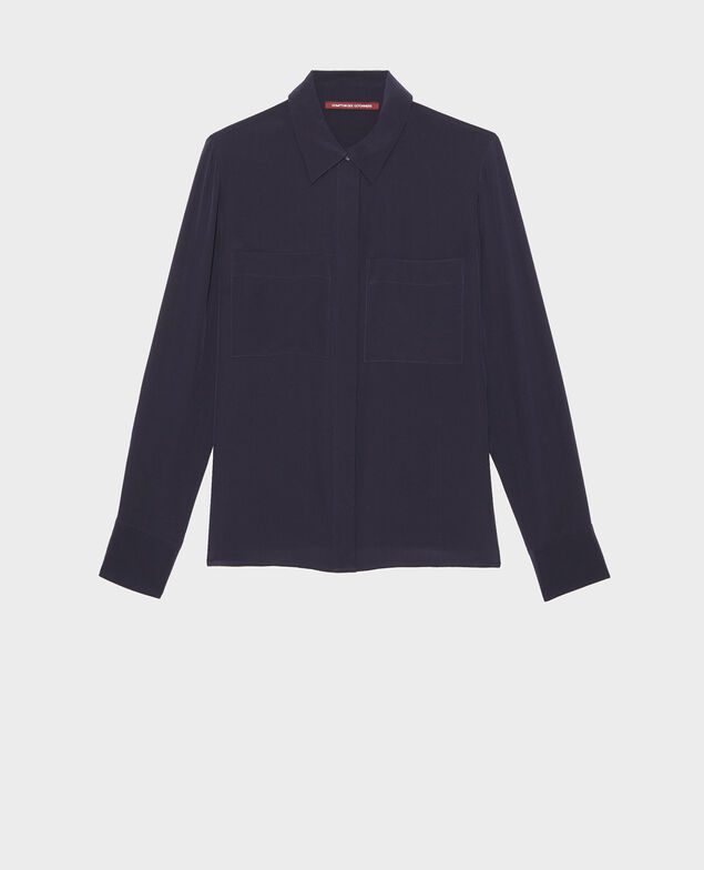 Camisa fluida de seda con manga larga Night sky