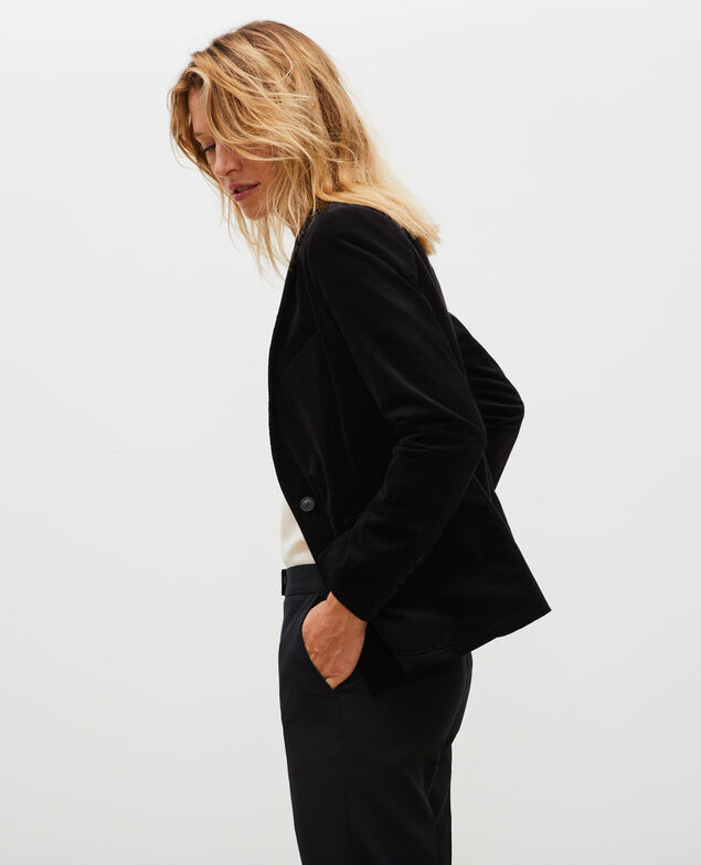 Blazer de  terciopelo con dos botones Black beauty
