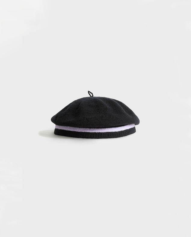 Boina de cachemir Stripe black lilac