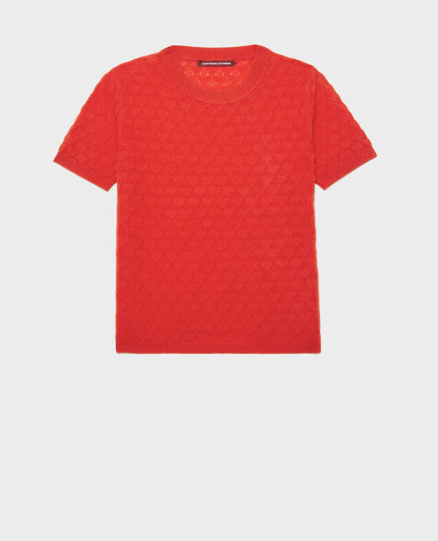 Jersey con escote redondo, 100 % Cachemir  Fiery red
